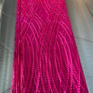 5 Yards African lace Fabric, African lace fabric, Embroidered Pink lace, Nigerian lace, Magenta lace Bild 1