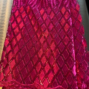 5 Yards African lace Fabric, African lace fabric, Embroidered Pink lace, Nigerian lace, Magenta lace Bild 3