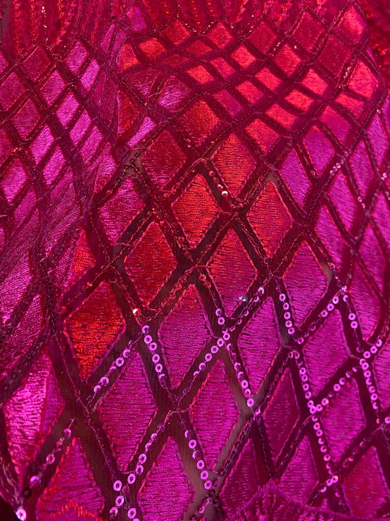 5 Yards African lace Fabric, African lace fabric, Embroidered Pink lace, Nigerian lace, Magenta lace Bild 10