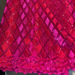 5 Yards African lace Fabric, African lace fabric, Embroidered Pink lace, Nigerian lace, Magenta lace Bild 12