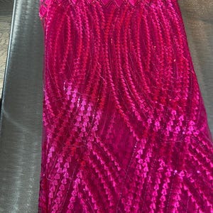 5 Yards African lace Fabric, African lace fabric, Embroidered Pink lace, Nigerian lace, Magenta lace Bild 8