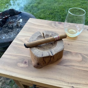 Natürlicher Shallow Cut Zigarren-Tabak Aschenbecher von American Patriot | Zigarren Geschenk, Tabak Geschenk, Geschenk für Ihn, Trauzeuge Geschenk, Rustikales Geschenk