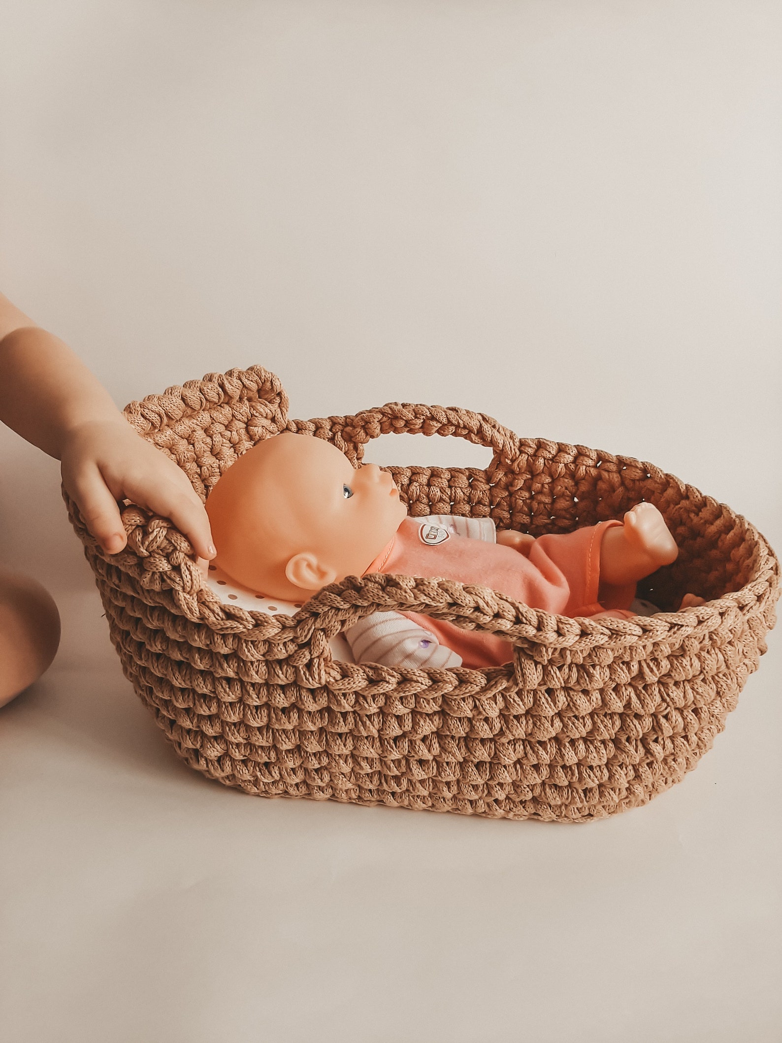 Doll moses basket . Doll crochet bed . Crochet baby doll Etsy