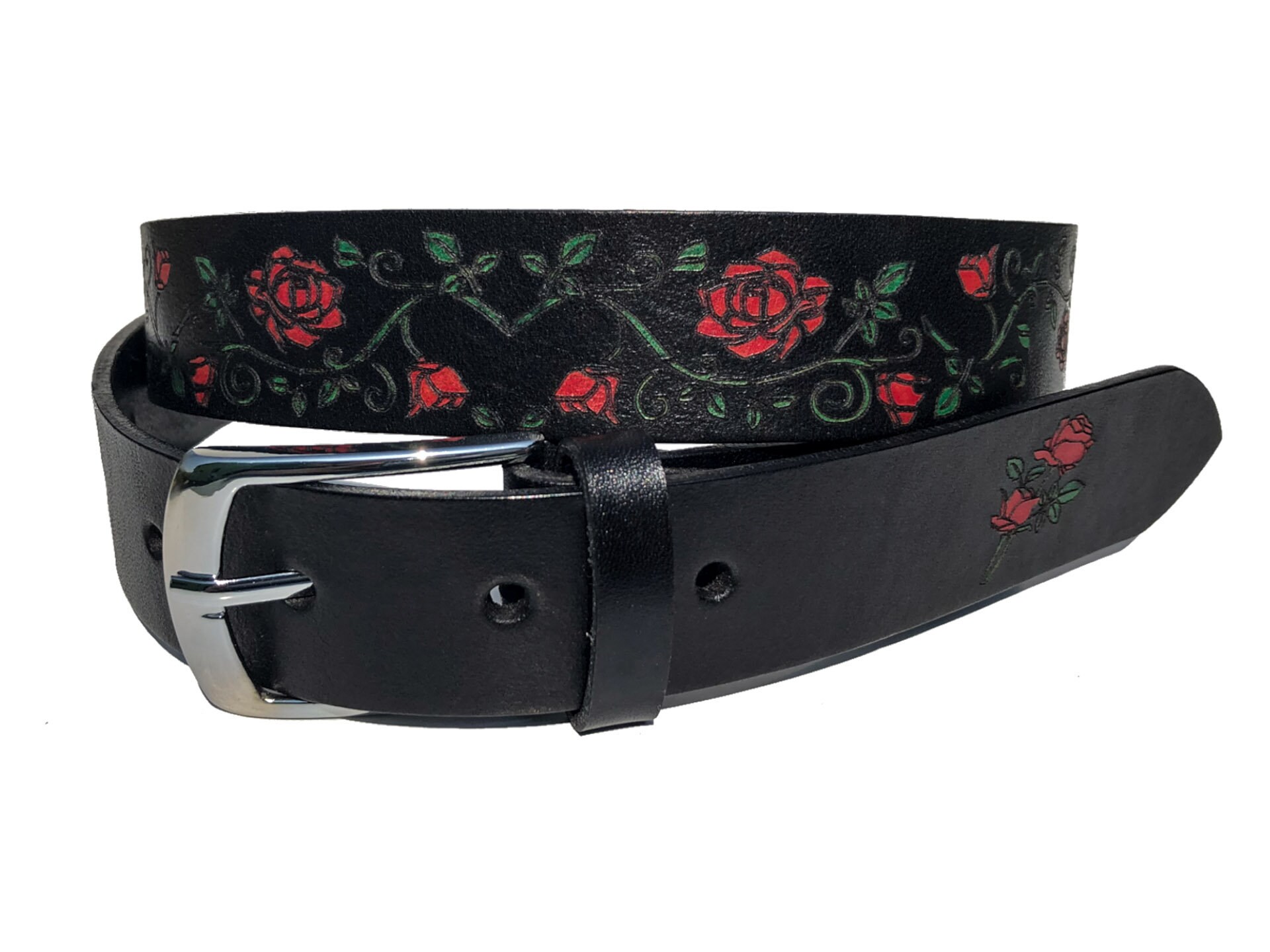 Women Real Leather Belt Roses Etsy UK