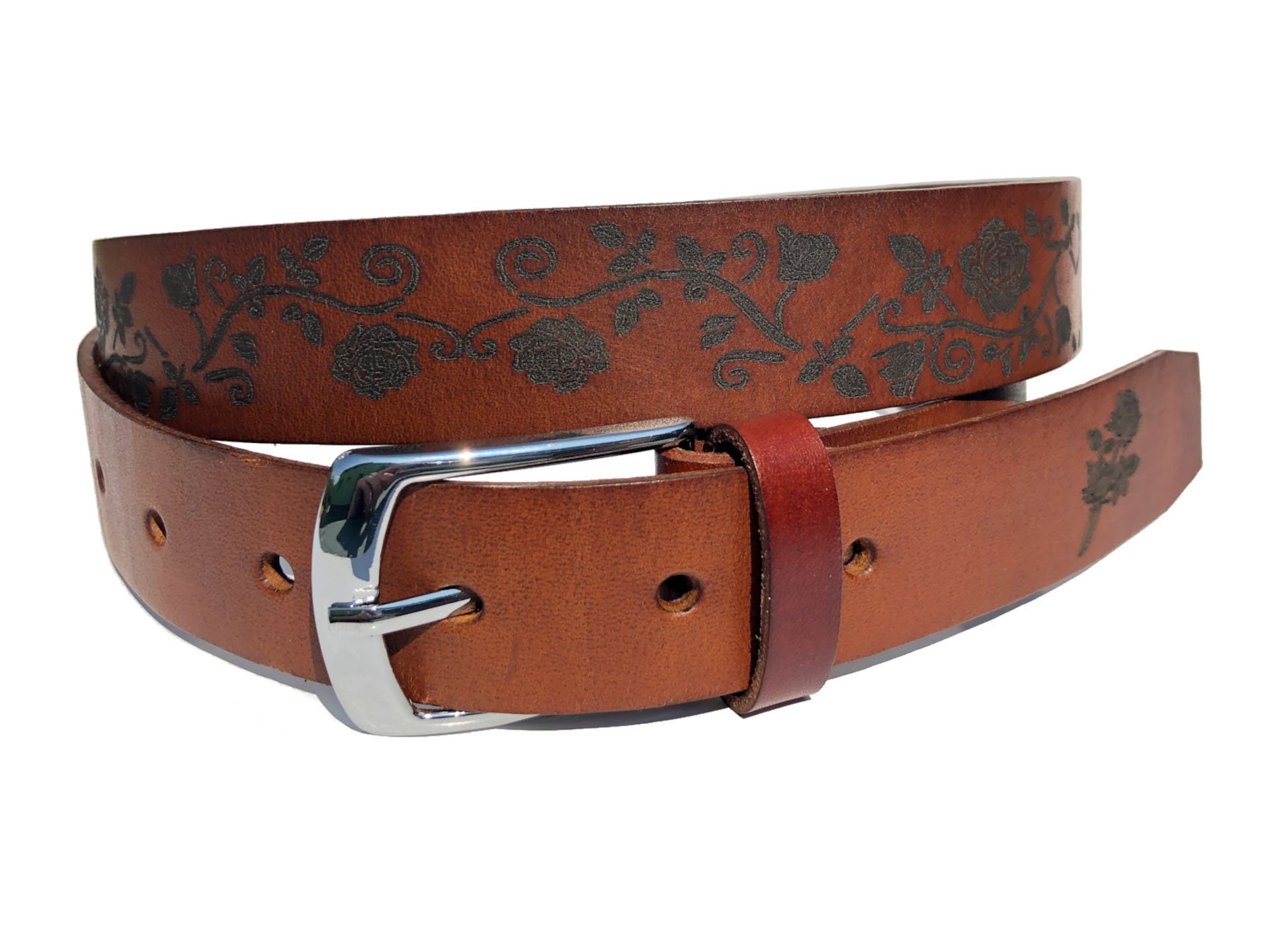 Women Real Leather Belt Roses Etsy UK