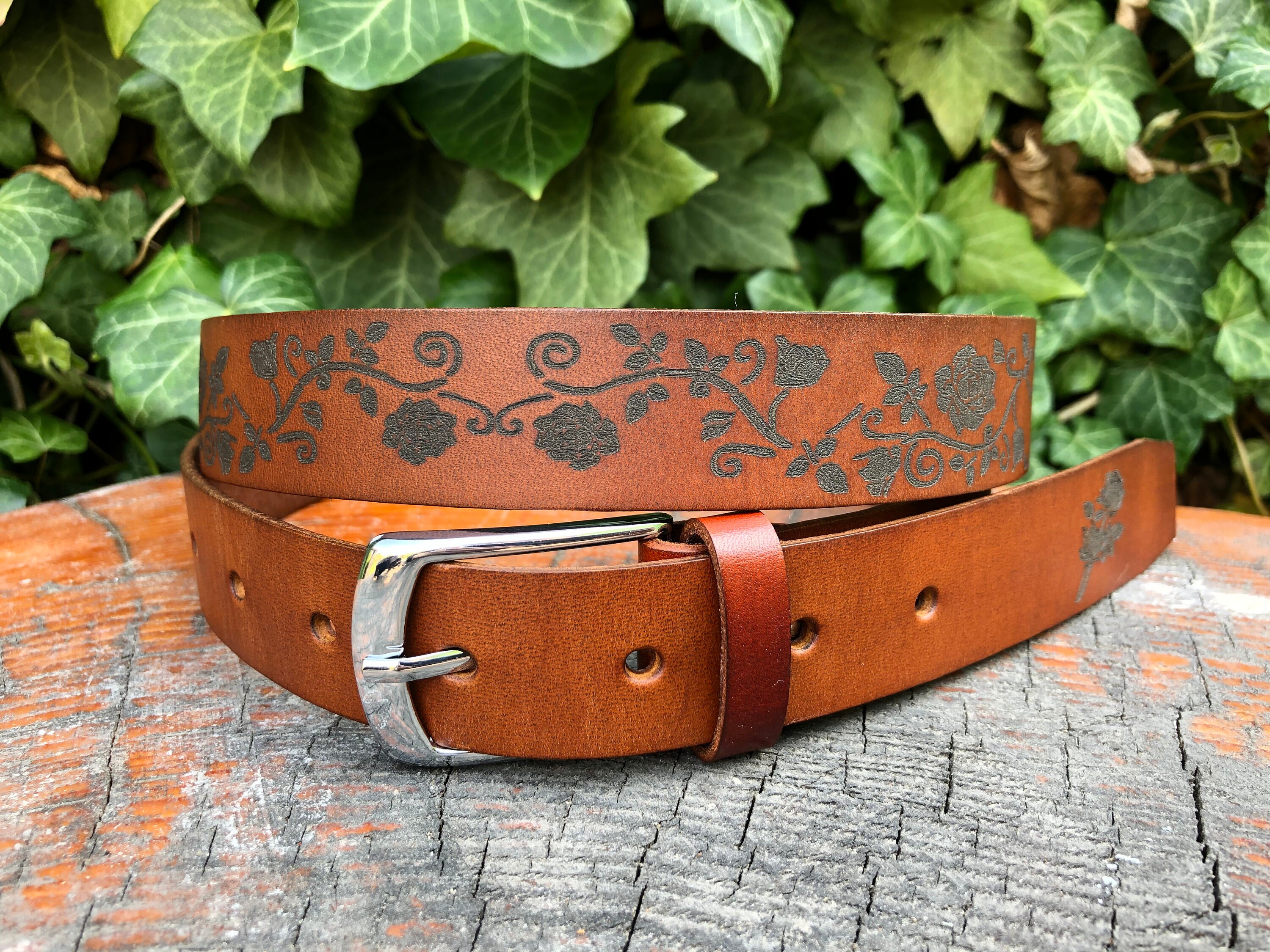 Women Real Leather Belt Roses Etsy UK