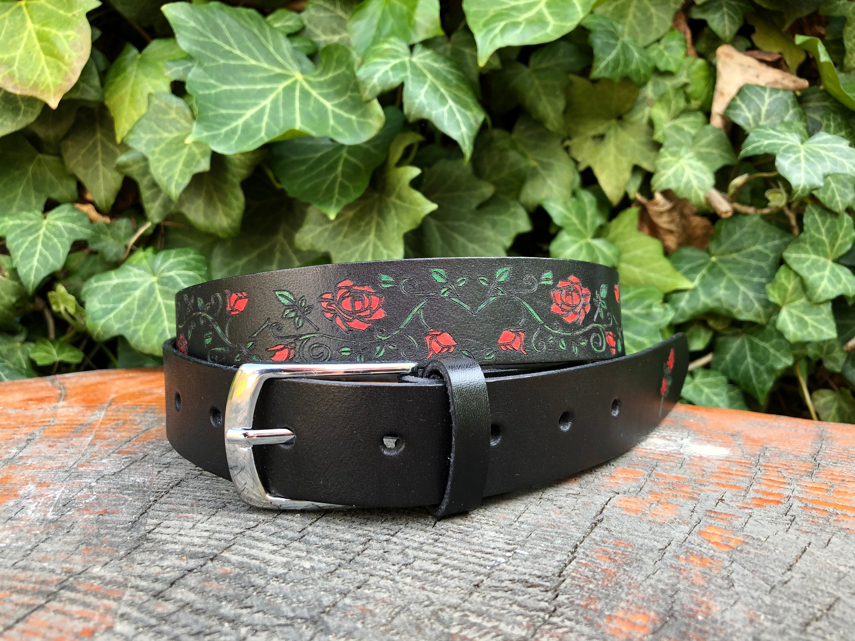 Women Real Leather Belt Roses Etsy UK