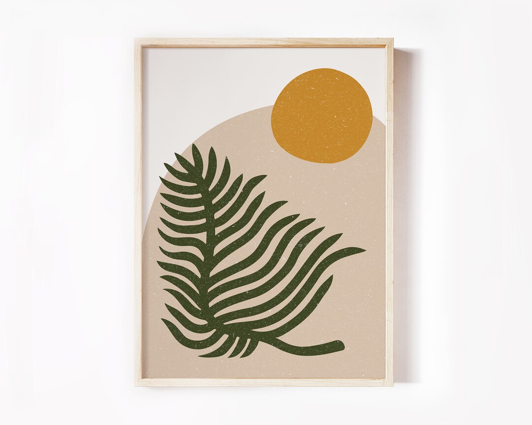 Sunny Palm Leaf Digital Art Print | Boho Art | Minimal Art | Abstract ...