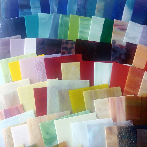 VALUE PACK Stained Glass Variety Pack - Ten (10) Piece 6 x 4 stained glass squares - Spectrum, Wissmach, Yough, others  Stained Glass MOSAIC