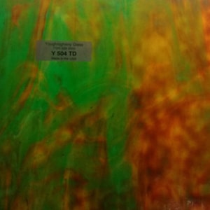 Y-504-TD -  Yellow with Emerald Green Youghiogheny True Dichro Art Glass - Yellow - 7x4 - Yough Y 504 TD