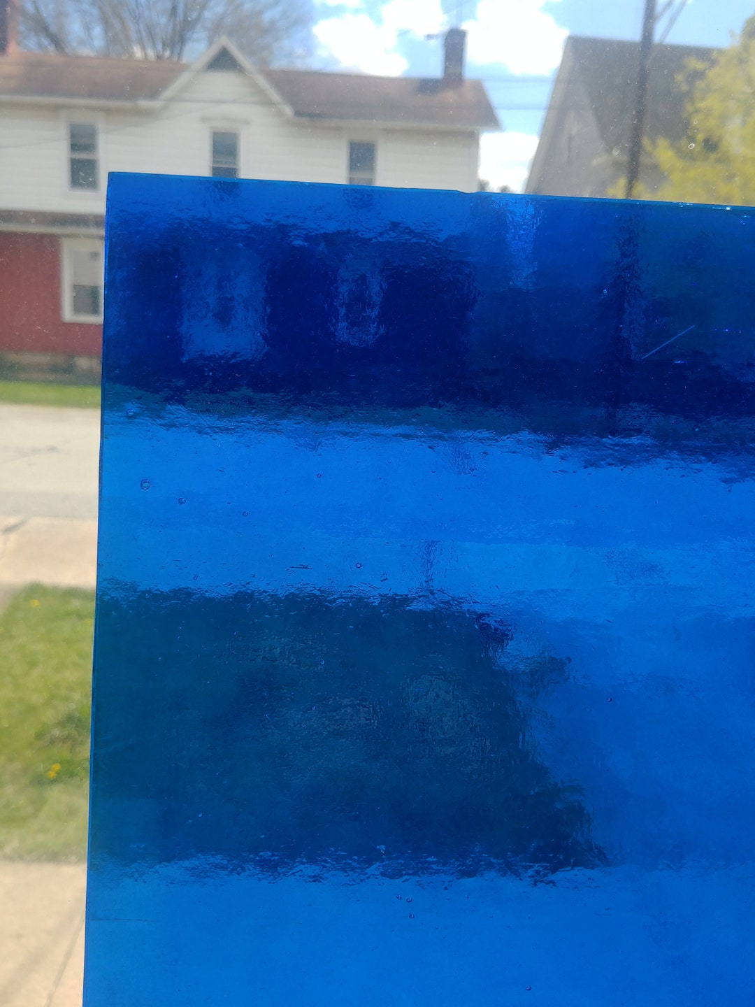 Dark Blue Wissmach Stained Glass Sheet Seedy Blue 7 X 4 for Mosaic Art