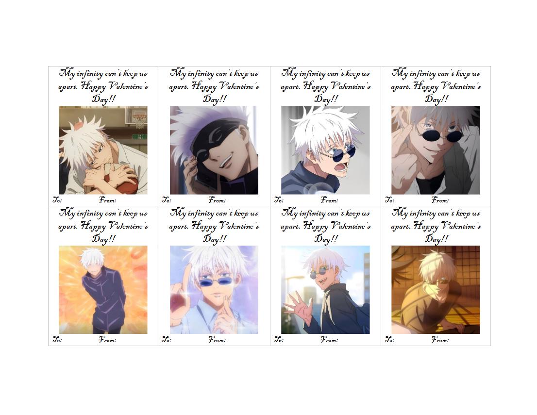 JJK Anime Valentines Cards, Printable Valentine Cards, Kid's Cards ...