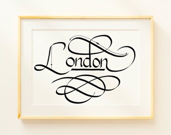 Nombres de caligrafía - nombres de ciudades escritos a mano -A4 | Decoración de la pared de la ciudad | regalo de fuente personalizado para familiares, amigos, cumpleaños