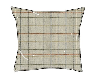StitchroomNYC - Brentano Fabrics - Scene in Paperclip - Plaid Custom Throw + Bed Pillow Covers w/ Hidden Zipper