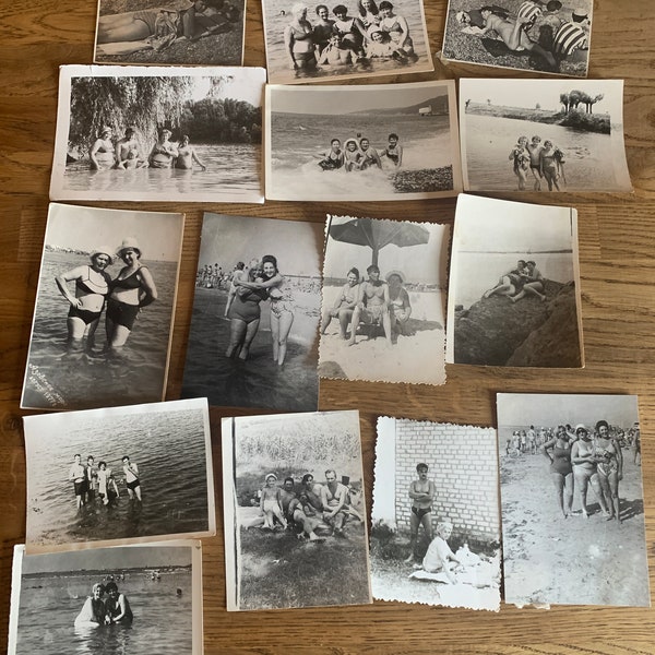 Lot of Vintage black white Summer Beach photo Family photo Kids photo USSR Soviet  Collectable Photo 1970-1980 #17