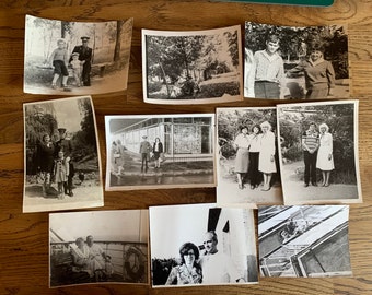 Lot of 10 Vintage black white Family photo Dressing Fashion Lifestyle  Group photo Kids photo USSR Soviet  Collectable Photo 1960-1980 #19