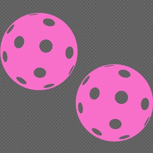 May include: Two pink plastic pickleball balls with holes.