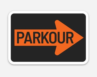 Parkour Sticker, Pun, Detour Sign, Urban Word Play, STICKER 3" x 2" Diecut