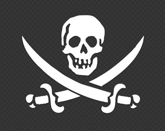 Pirate Window Sticker, Jolly Roger Window Sticker, Die Cut Window STICKER 5"x4.02"