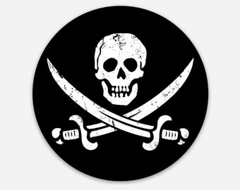 Jolly Roger Sticker - Pirate, Pirate Flag, Pirate Skull, Pirates, Pirate Symbol   STICKER 3"x3"