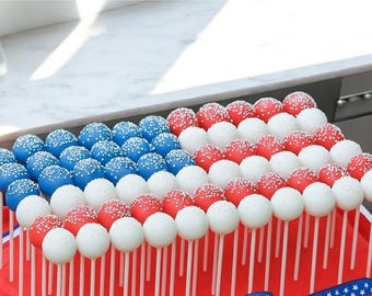 July 4th - Patriotic Flag Cake Pops - party - Chocolate - Vanilla