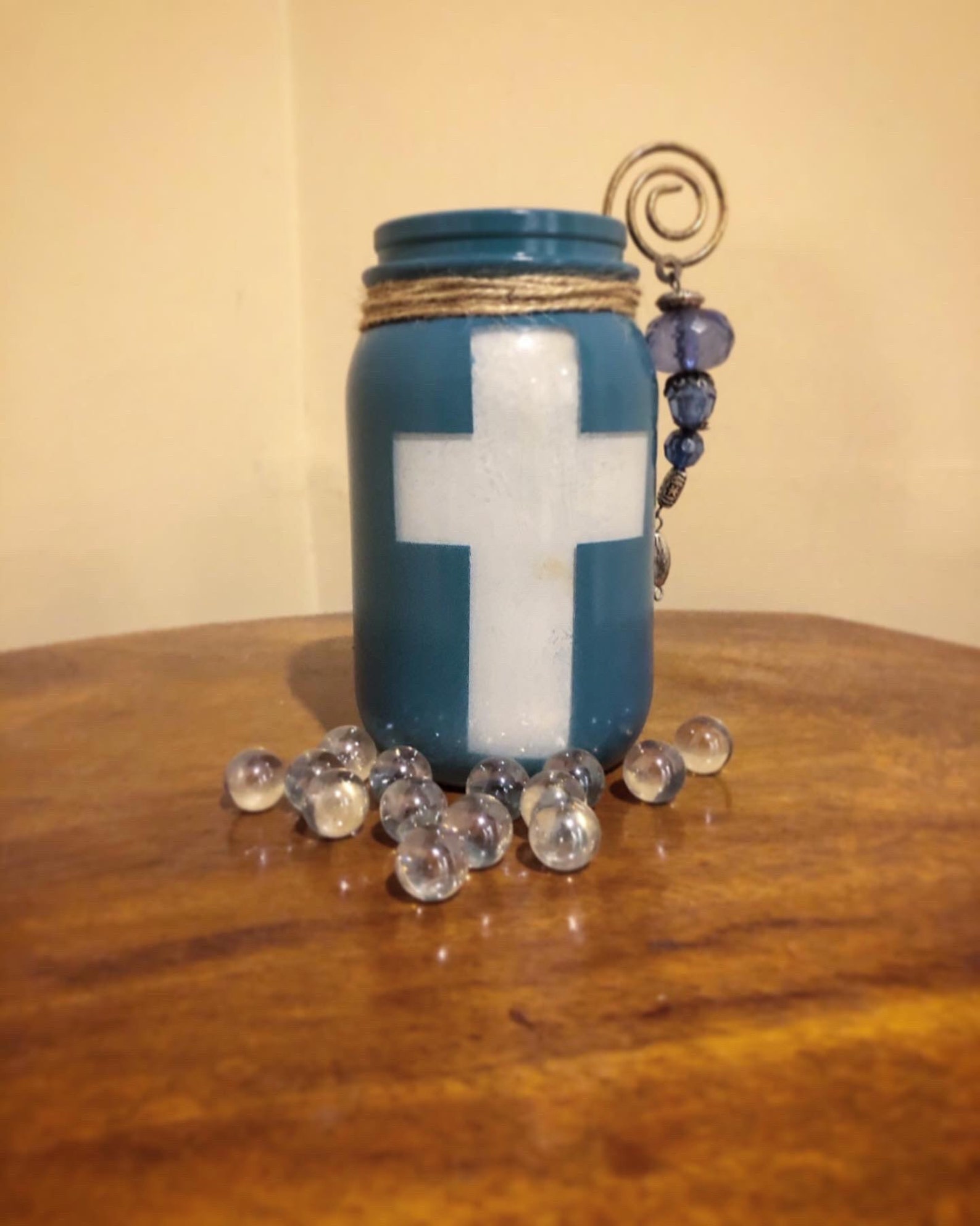 Cross candle holder jar Etsy