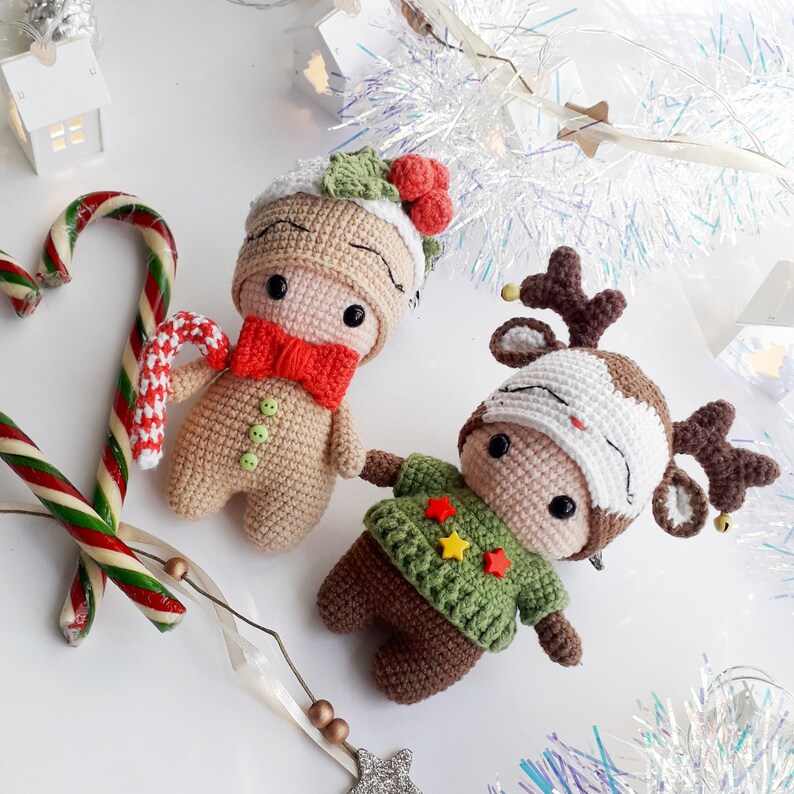 Amigurumi christmas toy 3 in 1 Crochet pattern Christmas snowman reindeer and gingerbread man