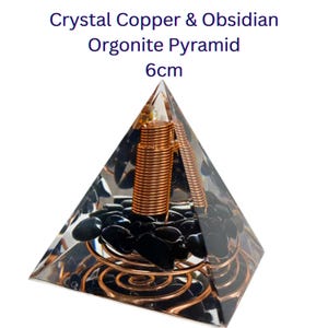 Organite Pyramid Made With Copper, Obsidan, Crystal Quartz. Handmade, A Powerful Tool  For Your Well-Being Protecting You From (EMF&#39;s).