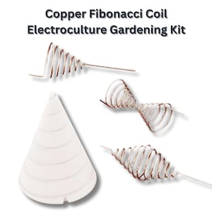 Tutori in rame per piante. Kit per la crescita del giardinaggio con bobina di Fibonacci in rame per elettrocoltura. Spedizione inclusa.
