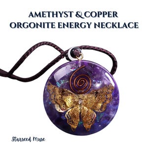 Orgonite Amethyst, Chakra Crystals & Copper Energy Necklaces, Natures Elements Infused To Block EMF&#39;s And Negative Energies. FREE SHIPPING.
