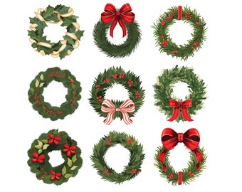 Coronas de Navidad premium SVG, coronas de Navidad elegantes PNG, imágenes prediseñadas vectoriales descargables Diseño de corona de Navidad Descarga de fondo transparente