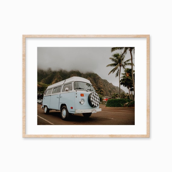 Vintage VW Van Wall Art, Volkswagen Bus Photo, Hawaii Photo, Palm