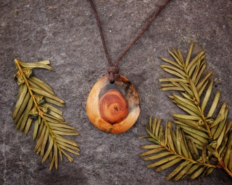 Yew wood pendant. Hand carved Wild Jewellery. Hemp Cord. Yew Wood Necklace. Natural Jewellery. Sustainable. Vegan