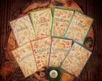 Wheel of the Year Card Set. Seasonal reflection cards. Altar cards. Pagan. Sabbat. Litha | Wild Fen