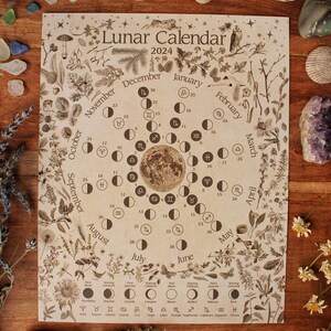 Medium Lunar Calendar 2024 8x10 Print Moon Phases. - Etsy UK