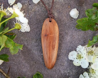 Hawthorn wood pendant. Hand carved Wild Jewellery. Hemp Cord. Wooden Pendant. Natural Jewellery. Sustainable. Vegan