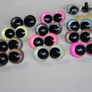 14mm 16mm 18mm 23mm 28mm 20PCs Cartoon Round Glitter Funny Style Safety Eyes and washer #DIY doll animal plushies stuffed amigurumi making