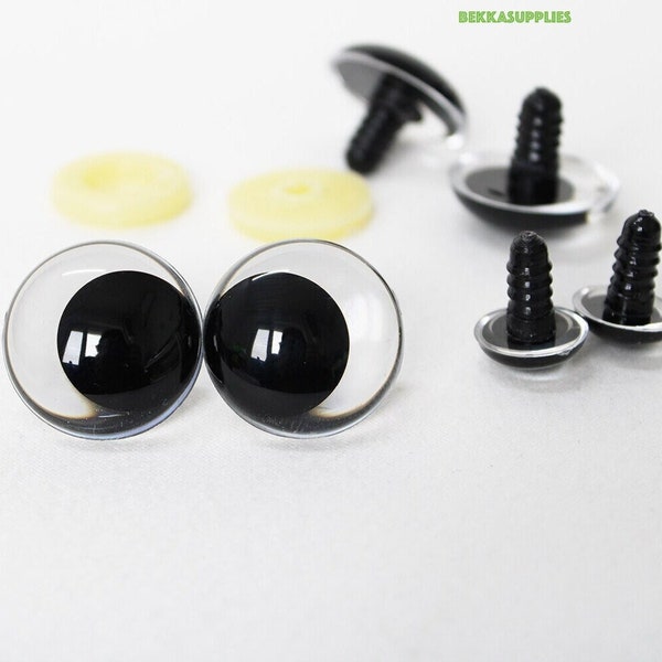 20PCs - Size 14mm 16mm 18mm 23mm 28mm Cartoon Funny Clear Safety Eyes with Washer - Round Cross Eyes #DIY Amigurumi Plush Animal Making