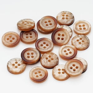12.5mm 20PCs Gradient Tone Round Resin Coffee Button with 4 Holes #DIY sewing cardigan coat needlework