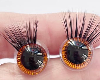 20 ojos redondos de seguridad dorados de 12 mm con bandeja para pestañas y arandela de presión manual para hacer muñecos de peluche amigurumi DIY, talla única
