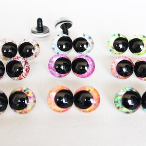 12-14-16-18-20-25-30-35-40 mm 20 szt. Cartoon 3D Glitter Pluszowe Śmieszne Oczy Bezpieczeństwa z Podkładką i Kolorem Brokatu #DIY pluszowa zabawka amigurumi