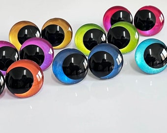 12-14-16-18-20-25-30-35mm 10Pairs Colourful Painted 3D Safety Eyes Black Pupil Eyes and Washer #DIY plush amigurumi doll animal toy making