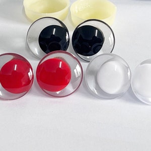 20PCs 14mm-35mm Cartoon Funny Clear Safety Eyes with Washer - Clear 3D Red/White Pupil Eyes #SideWay Eyes #DIY Amigurumi Plush making