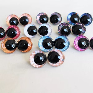 12-14-16-18-20-25-30mm [5 Pairs / 10 Pairs] - Cartoon 3D Round Glitter Plush Funny Toy Eyes with washer