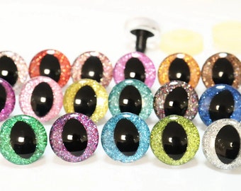 10 pares de olhos de pupila preta de segurança para gatos 3D com cores misturadas e arruela dura para fazer você mesmo boneca de pelúcia amigurumi brinquedo de animal de pelúcia - 19 cores