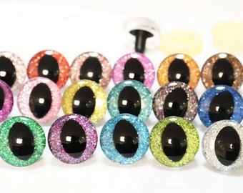 10 pares de olhos de pupila preta de segurança para gatos 3D com cores misturadas e arruela dura para fazer você mesmo boneca de pelúcia amigurumi brinquedo de animal de pelúcia - 19 cores