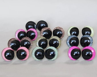 12/14/16/18/20/25/30mm 10 paires dessin animé 3D paillettes drôle style yeux de sécurité avec rondelle #DIY Amigurumi Crochet peluche poupée fabrication d'animaux