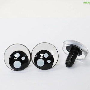 25mm 10Pairs Clear 3D Safety Eyes Funny Style Crooked Black Pupil Eyes with washer #DIY amigurumi stuffed doll animal plush making