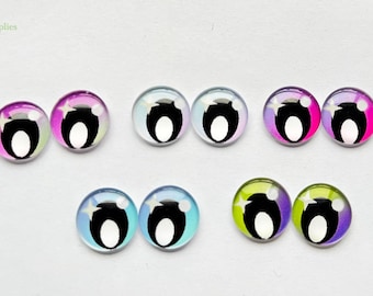 20 piezas, 12mm, 14mm, 15mm, 16mm, 18mm, 20mm, 25mm, ojos con cuentas de cristal, ojos traseros planos #DIY, muñeco de peluche tejido con animales, artesanía, 10 pares