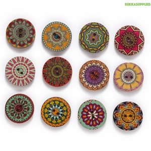 50PCs 15mm 18mm 20mm 23mm 25mm Mixed Sizes Round Retro Series Bottone in legno